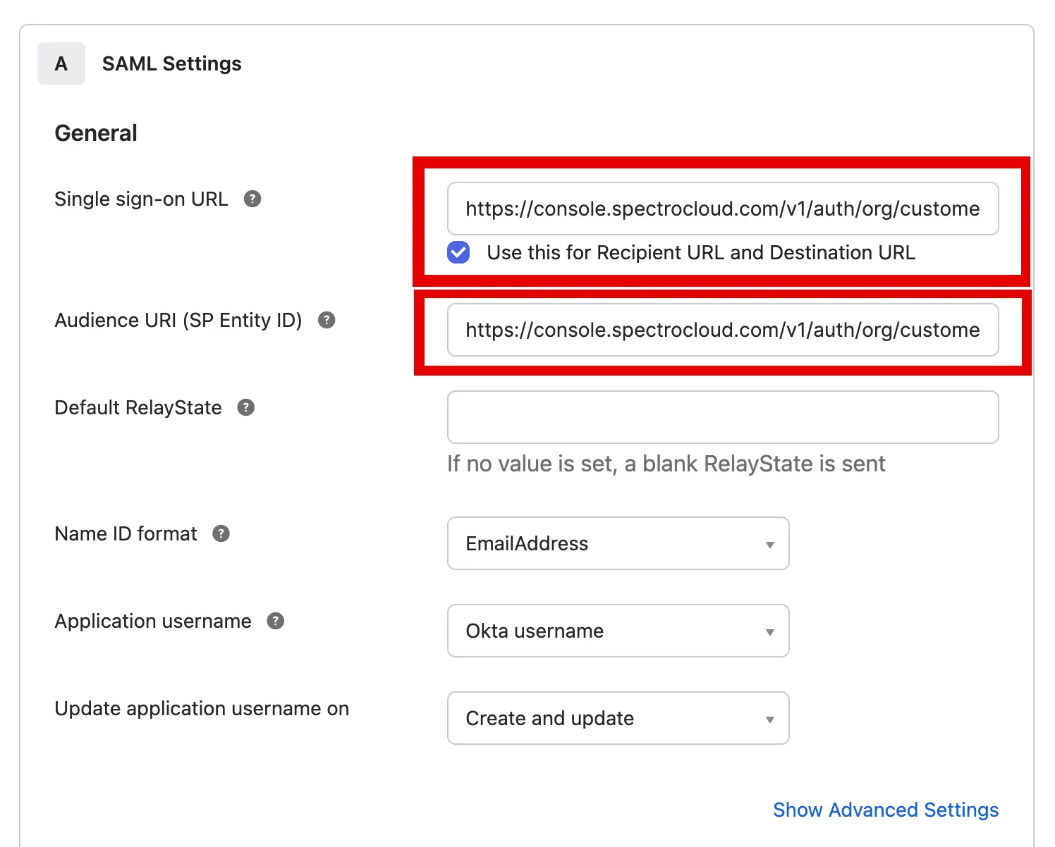 Configure Okta General Settings